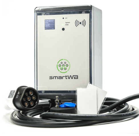 smartWB Classic 11 kW Ladestation mit Kabel und Stecker, geeignet für die heimische E-Ladung.