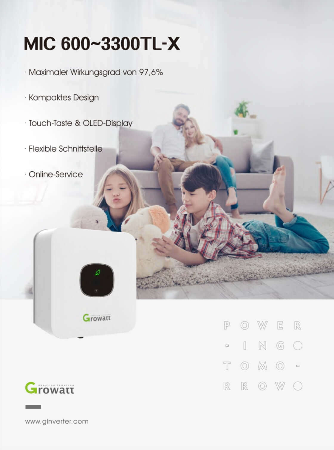 Growatt inverters MIC 800 to 3300TL-X, all models
