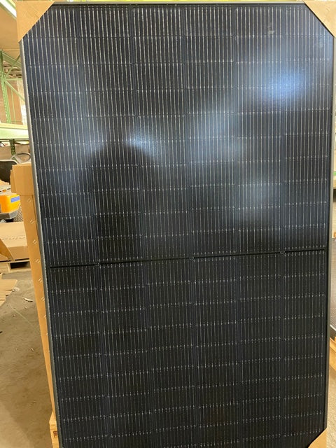 Trina Solar bifacial solar panel featuring a sleek black design and high-efficiency cells.