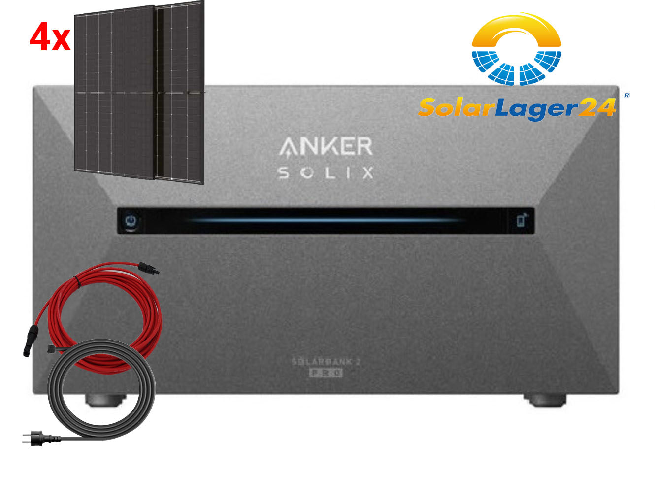 Balkonkraftwerk 1760Wp mit Speicher 1,6kWh Anker + Trina Solar bifazial