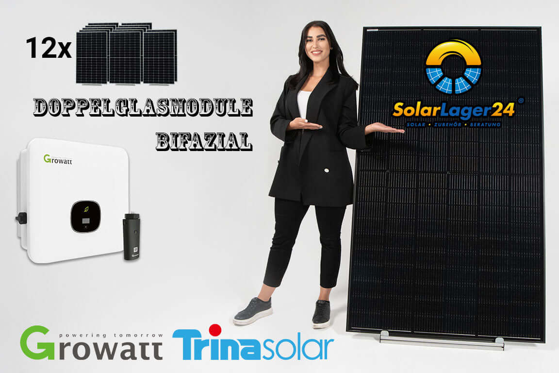 SOLARANLAGE 5KWp Trina Doppelglas bifazial mit Growatt Wechselrichter