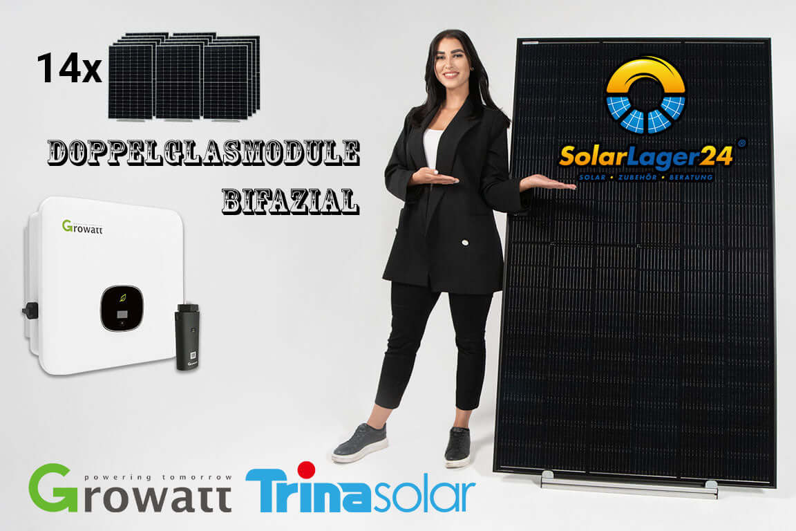 SOLARANLAGE 6KWp mit Trina Doppelglas bifazial und Growatt Wechselrichter