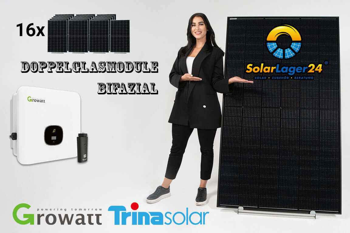 SOLARANLAGE 7KWp mit Trina Doppelglas bifazial und Growatt Wechselrichter