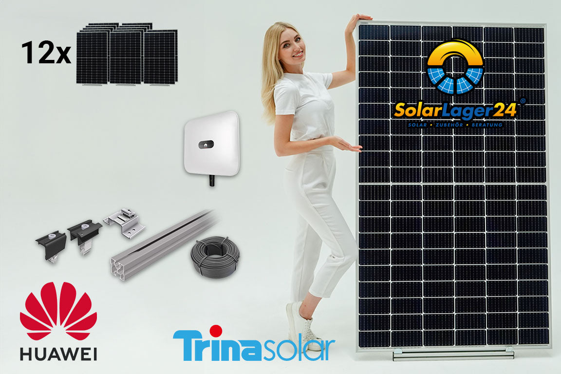 PV Komplettpaket Huawei 5 KWp Flachdachmontage Trina Solar 450W Modulen (+ Speicher 7-21 kWh)