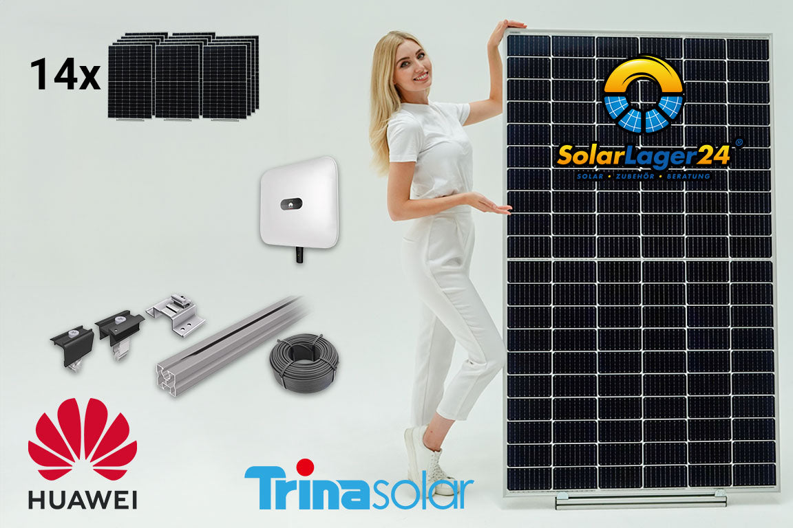 PV complete package Huawei 6 KWp flat roof installation Trina Solar 450W modules (+ storage 5-15 kWh)