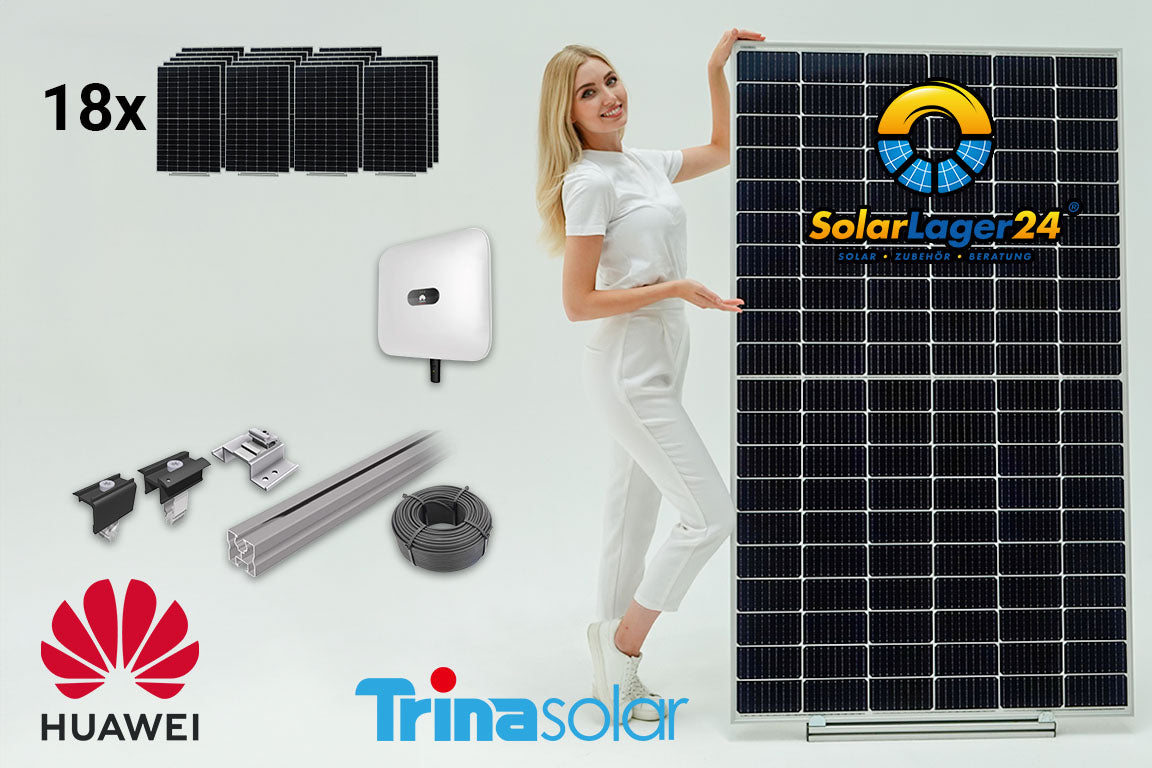PV Komplettpaket Huawei 8 KWp Flachdachmontage Trina Solar 450W Modulen (+ Speicher 7-21 kWh)
