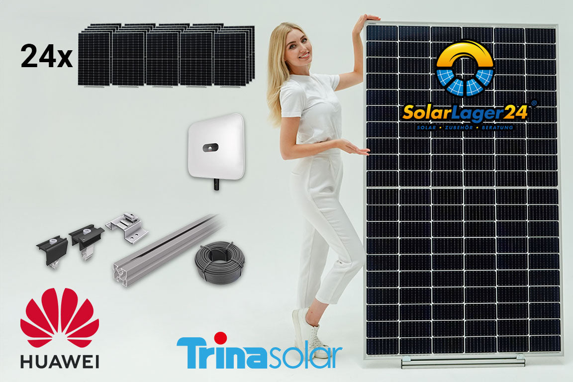 10 KWp photovoltaic system featuring 24 Trina Solar panels and Huawei inverter for flat roof installation.