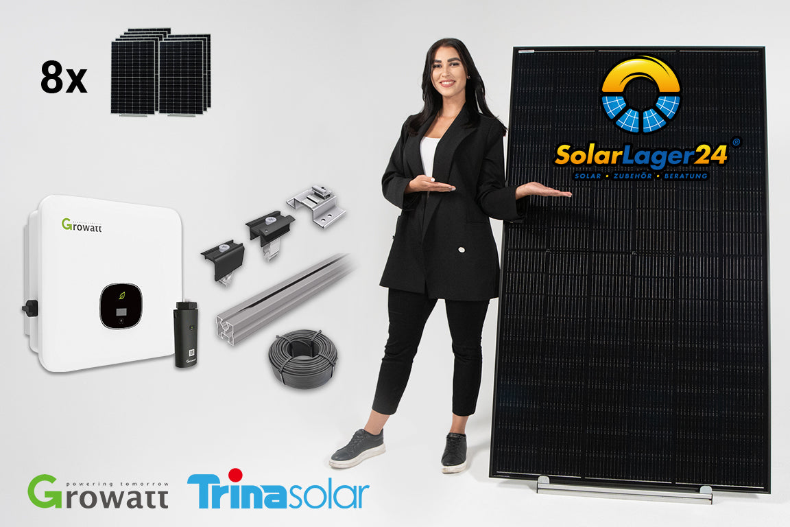 Komplettpaket FullBlack 3 KWp für Flachdach inkl. Montagematerial