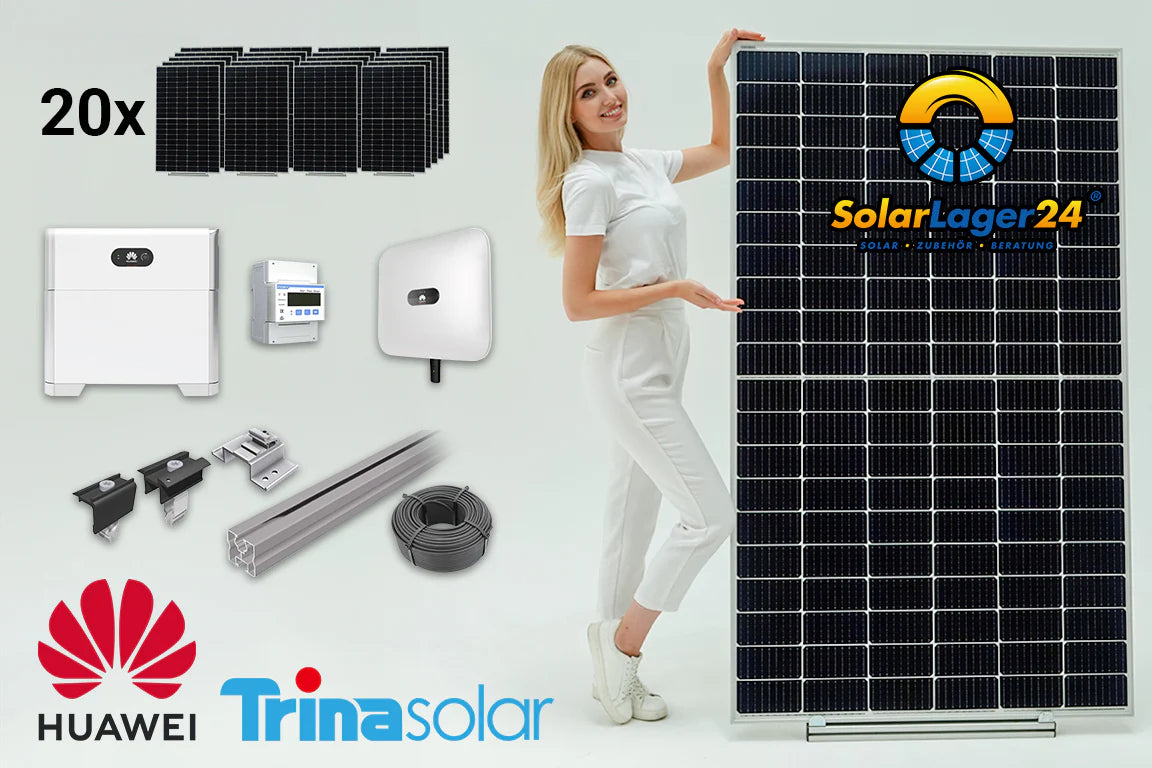 Komplettpaket 8 KWp Ziegeldachmontage Trina Solar 450W Modulen (+ Huawei Speicher 5-15 kWh)