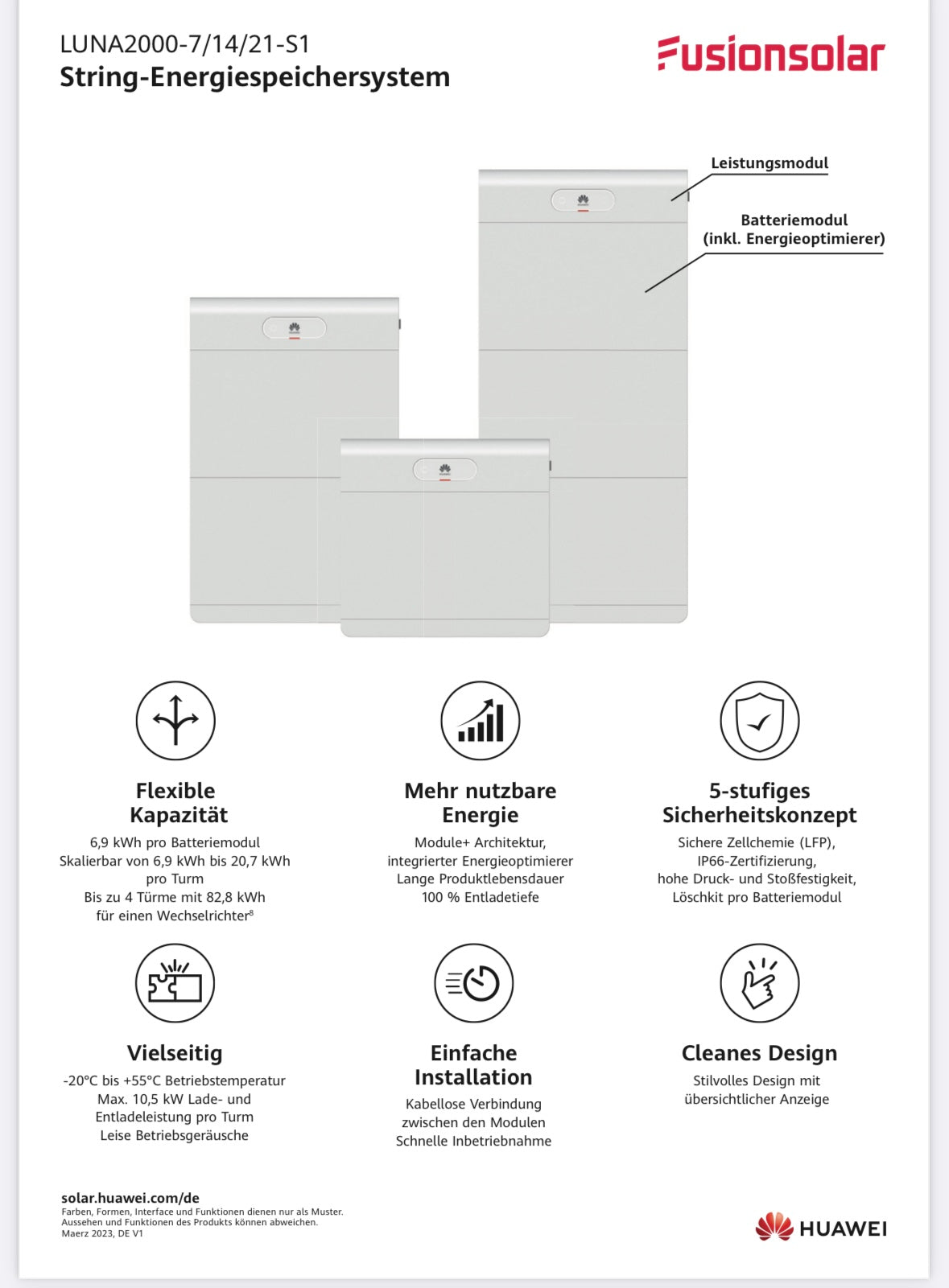 HUAWEI LUNA2000 7KWh -E1 Batteriemodul, 7 bis 21 kWh + Leistungsmodul