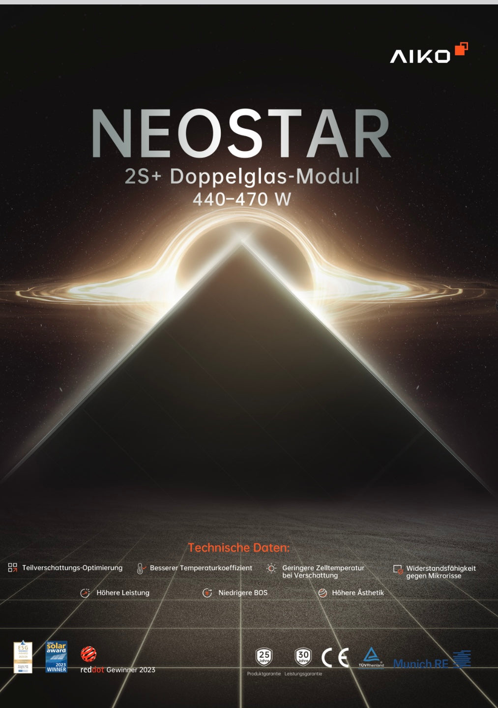 37x AIKO 460W Solarmodule NEOSTAR 2S+ (GEN 2) Doppelglas, AIKO-A446-MAH54Db
