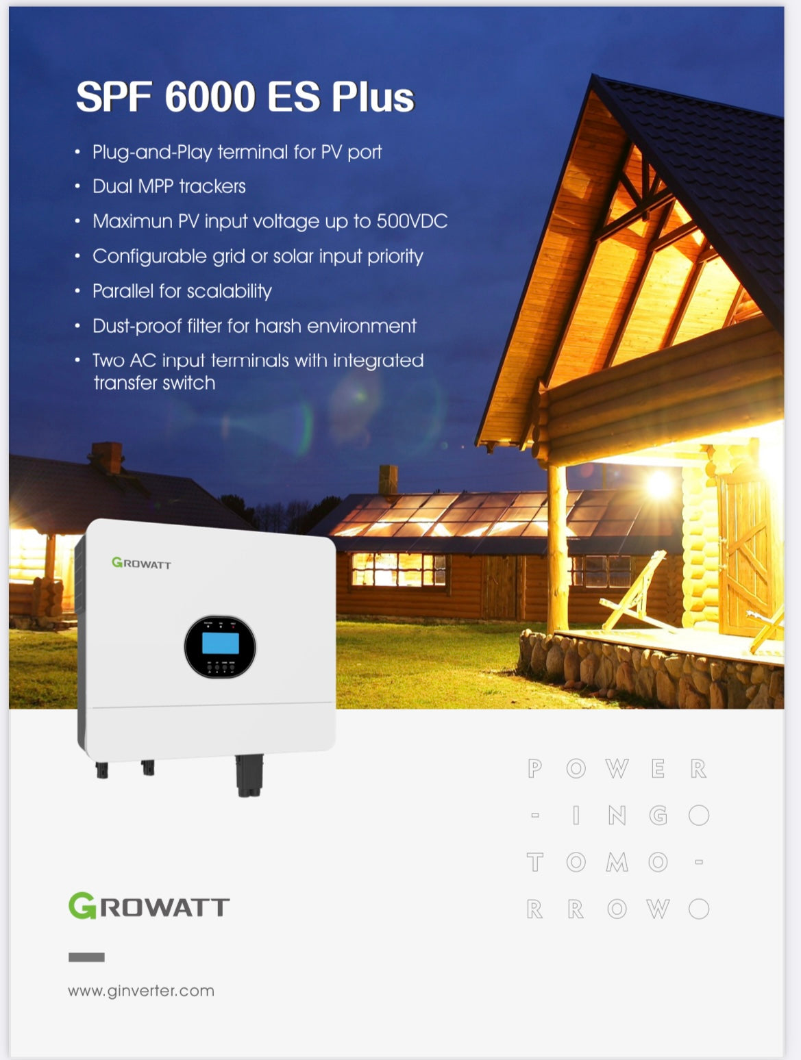 Growatt inverter SPF 6000 ES Plus Off-Grid 6KW