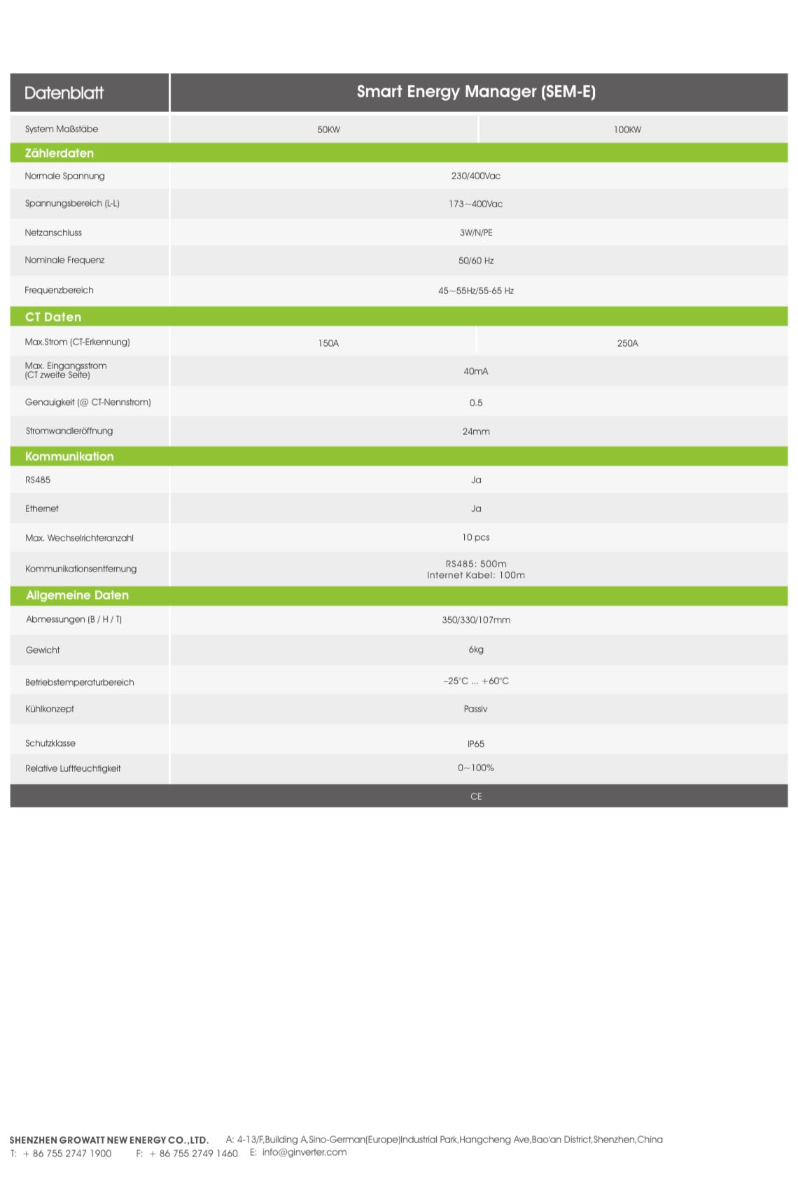 Growatt Smart Energy Meter SEM-E 50KW