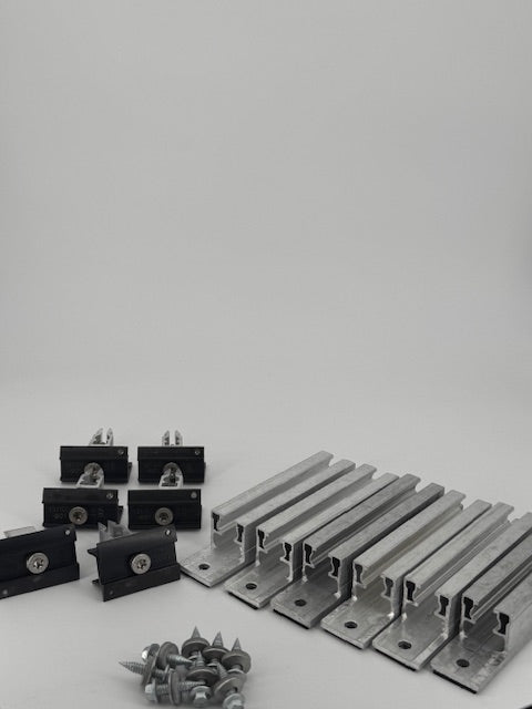 Mounting kit trapezoidal sheet metal roof for 2 solar modules with minirails
