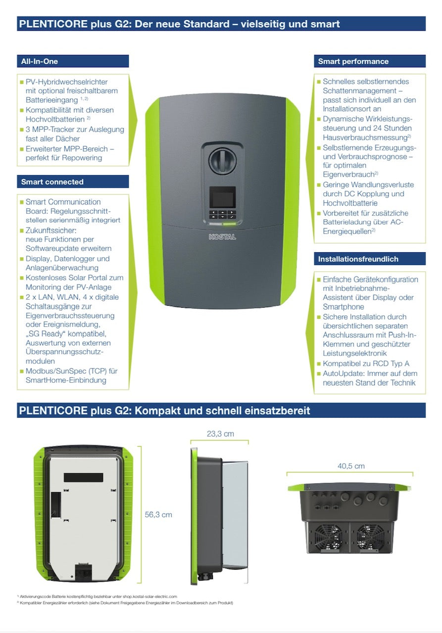 Komplettpaket 5 KWp für Flachdach (Solarmodule, Kostal Wechselrichter, UK)