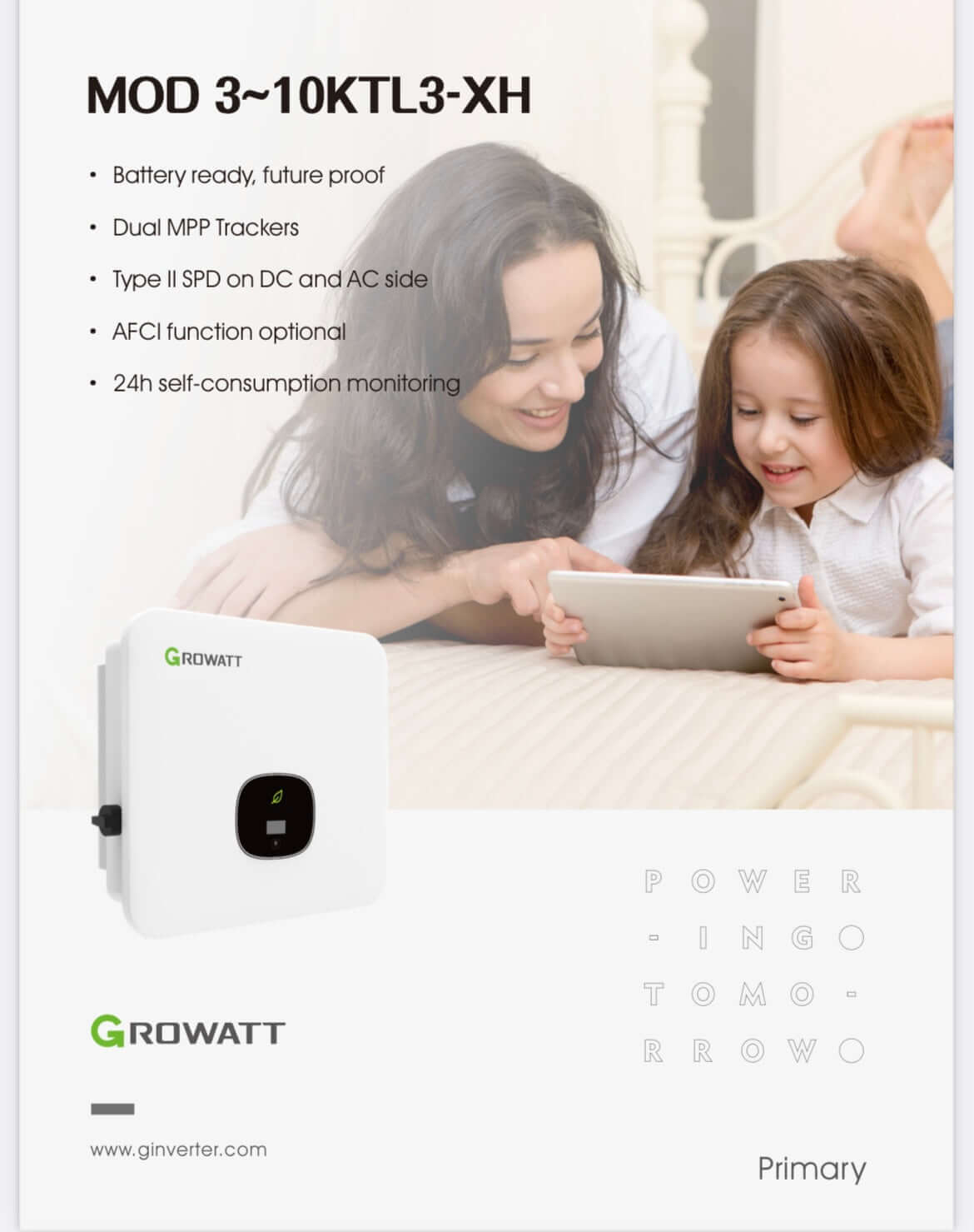 Growatt Hybrid Inverter MOD 3000 - 10KTL3-XH(BP), all models