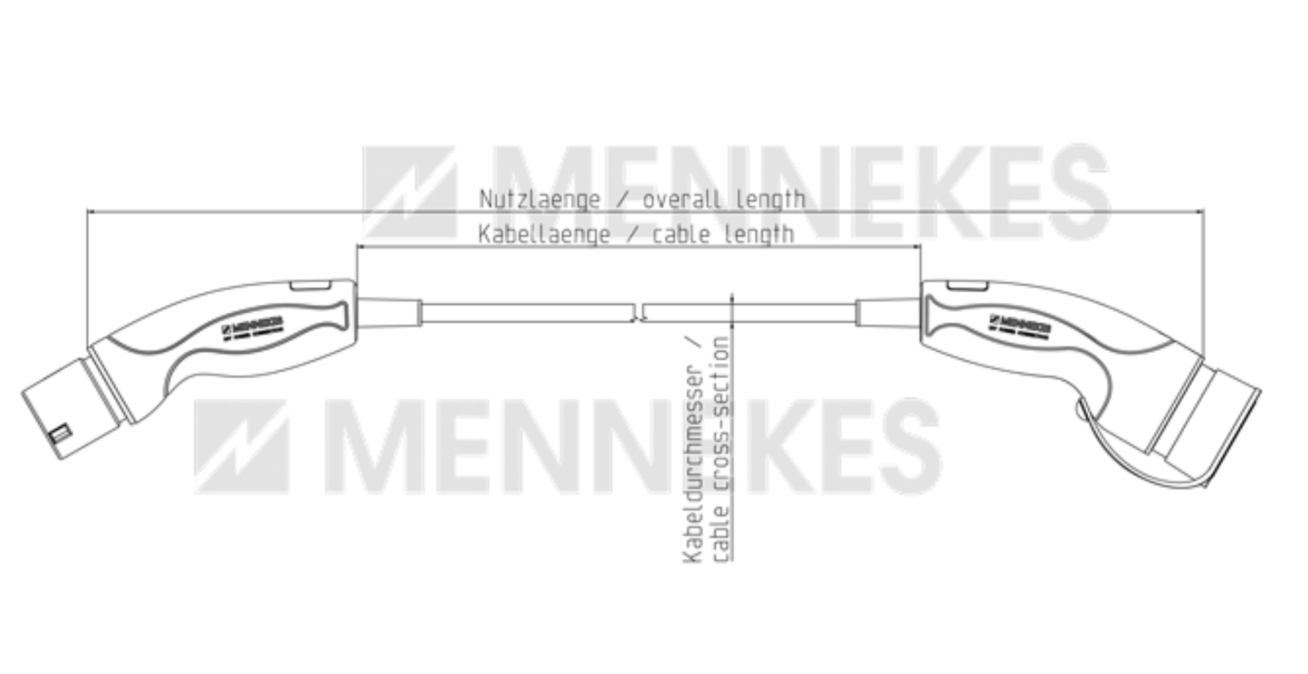 Mennekes Ladekabel Mode 3 Typ 2 32A 3PH (4,0m / 7,5m)