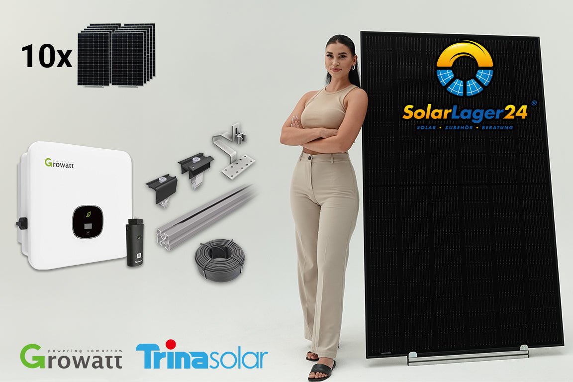 Complete package FullBlack 4 KWp including mounting material (tiled roof)