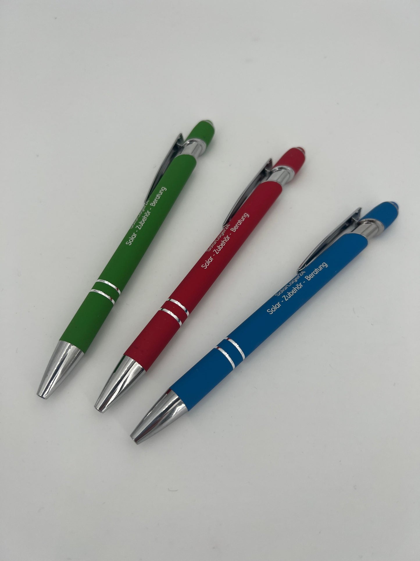 Ballpoint pen set, 3 pieces (in blue, red and green)