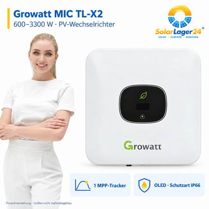 Growatt MIC 600–3300TL-X2 – Produktübersicht mit wichtigsten Eigenschaften und SolarLager24 Model