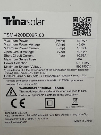 SOLARANLAGE 7,65 KWp ## Kostal Hybrid WR + 18 Solarmodule Trina Solar a 425W ##