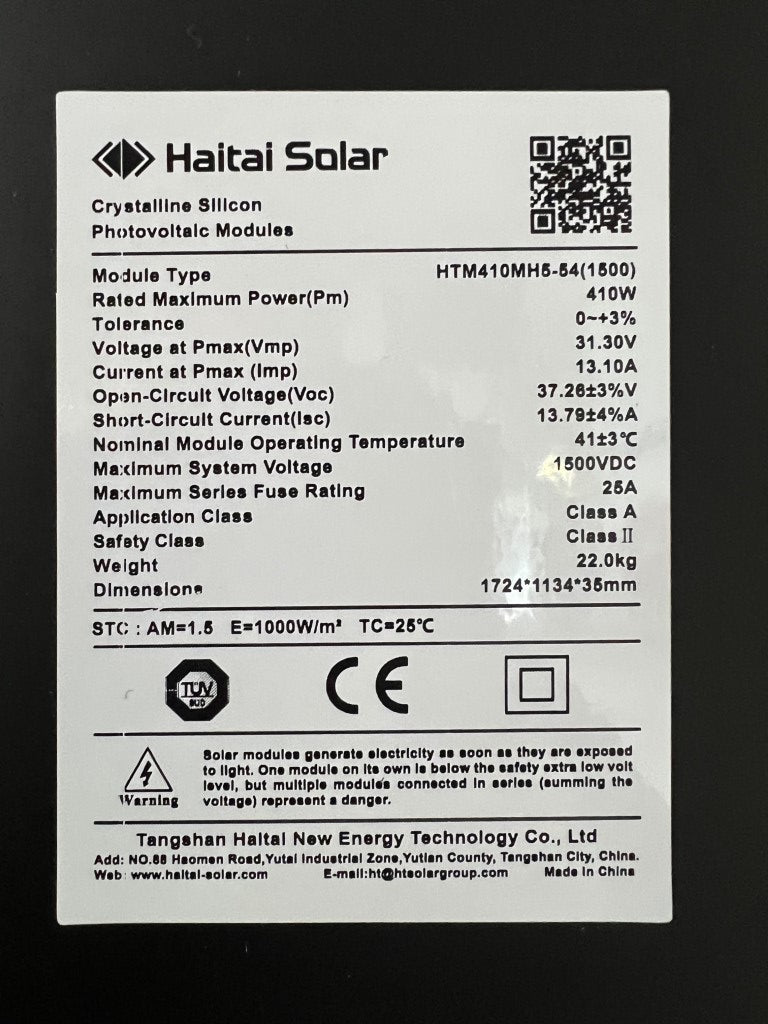 31x HaiTai Solar 410W ## FullBlack, 12,7KWp, Solarmodul, Mono ##