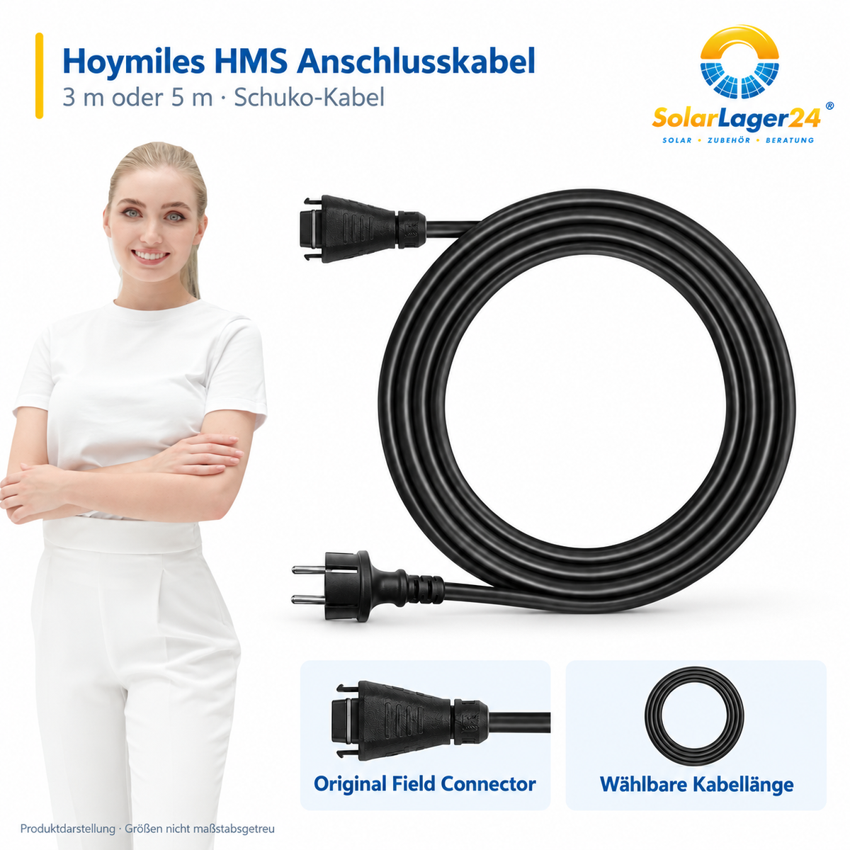 Hoymiles HMS AC-Anschlusskabel – Produktübersicht mit wichtigsten Eigenschaften und SolarLager24 Model