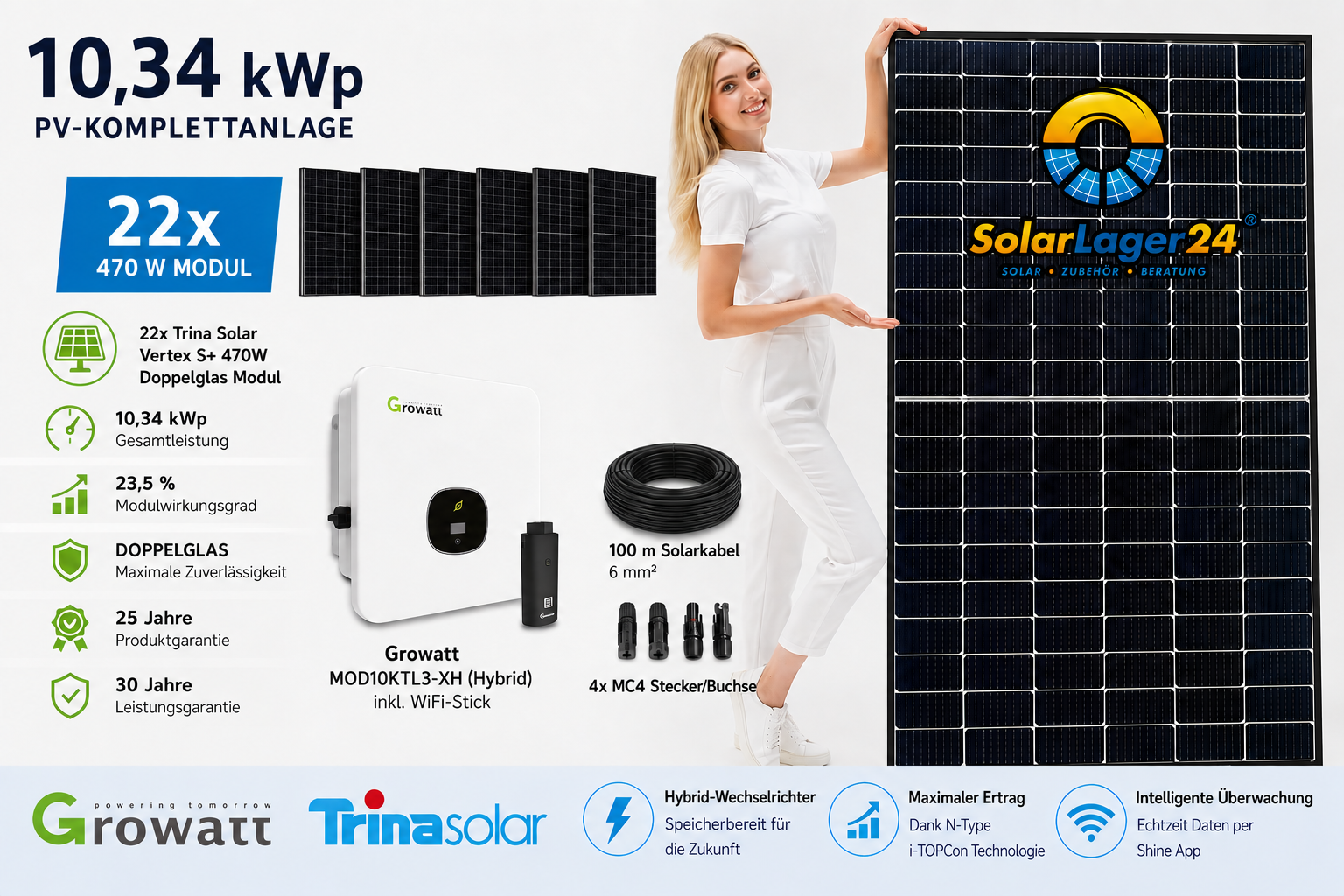 10,34 kWp Photovoltaikanlage | Trina 470W & Growatt 10 kW