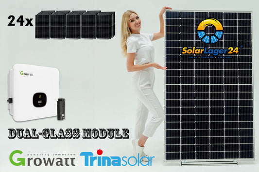 Solaranlage 10,8 KWp 24 Solarmodule Doppelglas Trina Solar 450W Hybrid Wechselrichter