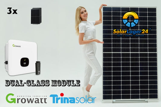Solaranlage 1320W Dual-Glass, 3 Solarmodule Trina Solar a 440W + Wechselrichter