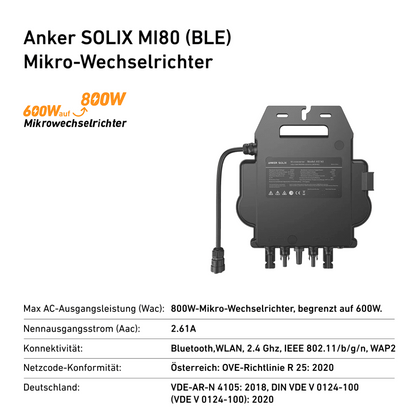 Anker SOLIX Balkonkraftwerk 2x RS40P Panel 445W, MI80 800W Wechselrichter mit Solarbank E1600, Balkonhalterung