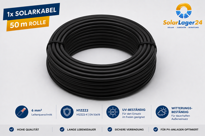 Solarkabel 6mm² Schwarz – 50 m Rolle | UV- & Witterungsbeständig für PV-Anlagen