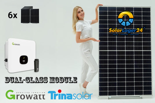 Solaranlage 2640W Dual-Glass, 6 Solarmodule Trina Solar a 440W + Wechselrichter