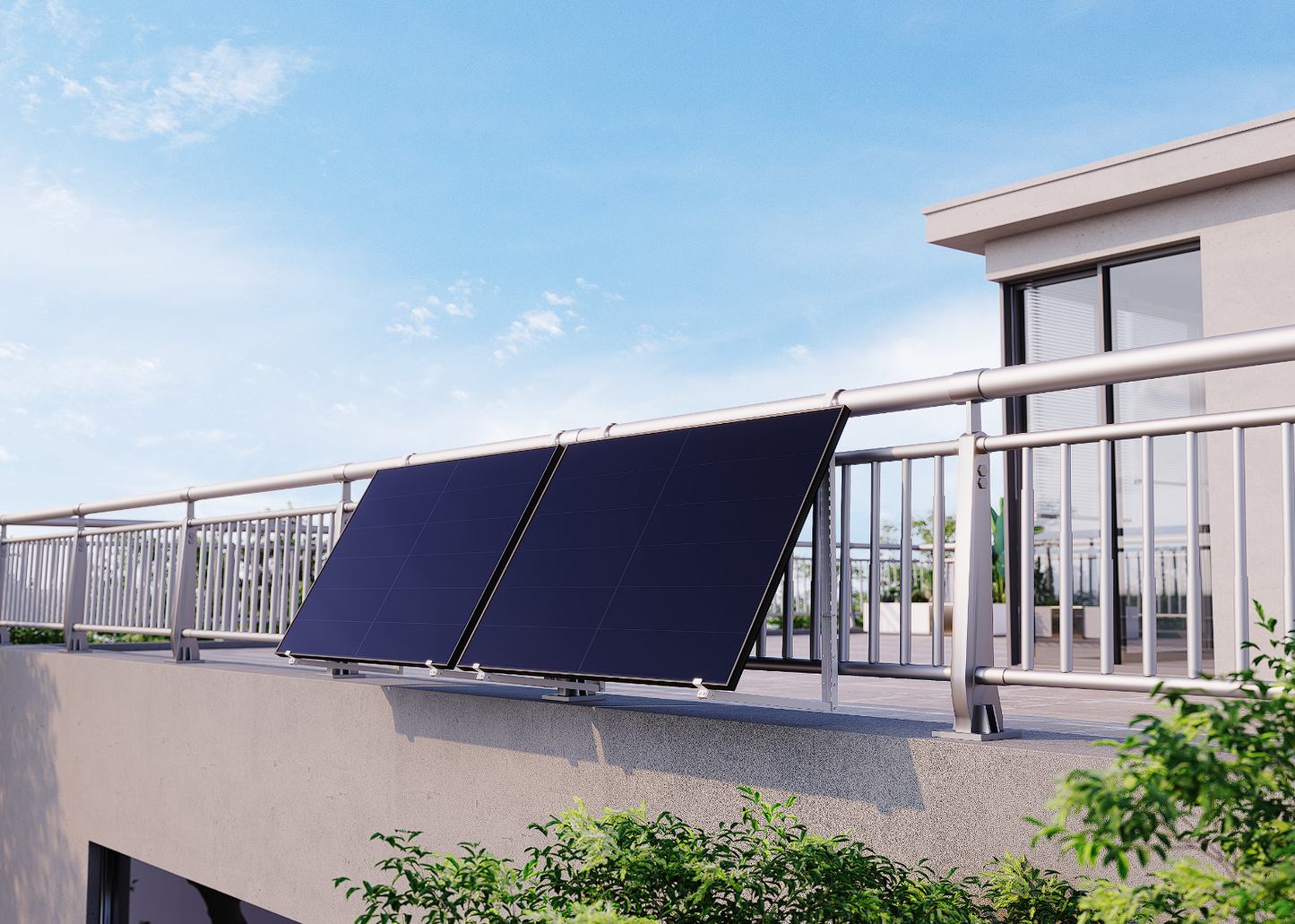 Anker SOLIX Balkonkraftwerk 2x RS40P Panel 445W - MI80 800W Wechselrichter - Solarbank E1600 und Balkonhalterung und Schuko