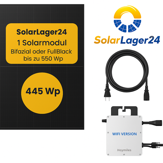 Balkonkraftwerk für 1 Solarmodul | Bifazial | FullBlack | Basic