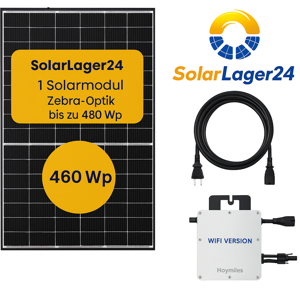Balkonkraftwerk für 1 Solarmodul | Zebra-Optik | Basic