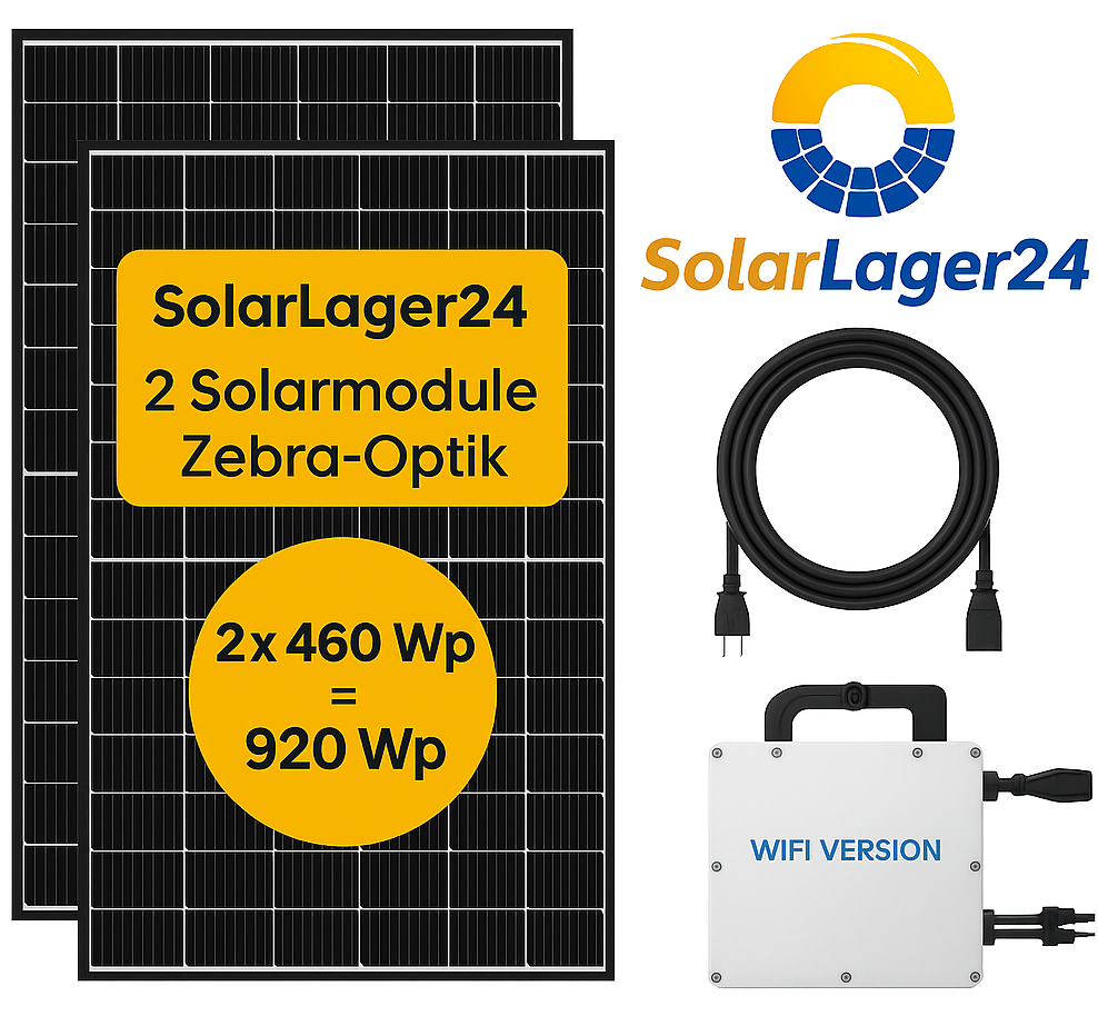 Balkonkraftwerk für 2 Solarmodule | Zebra-Optik | Basic