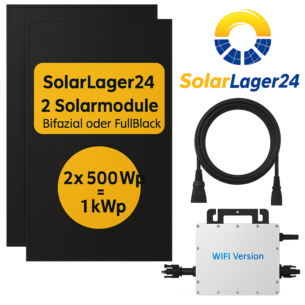 Balkonkraftwerk für 2 XL Solarmodule a 500Wp Basic