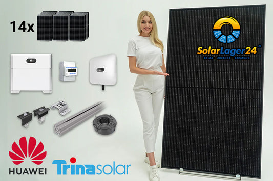 Komplettpaket 6 KWp bifazial, Ziegeldachmontage mit Trina Solar Modulen (+ Huawei Speicher 5-15 kWh)