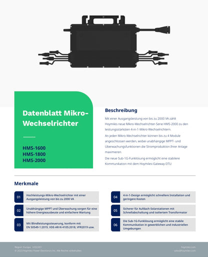 Hoymiles Mikrowechselrichter HMS Serie 400-2000 W