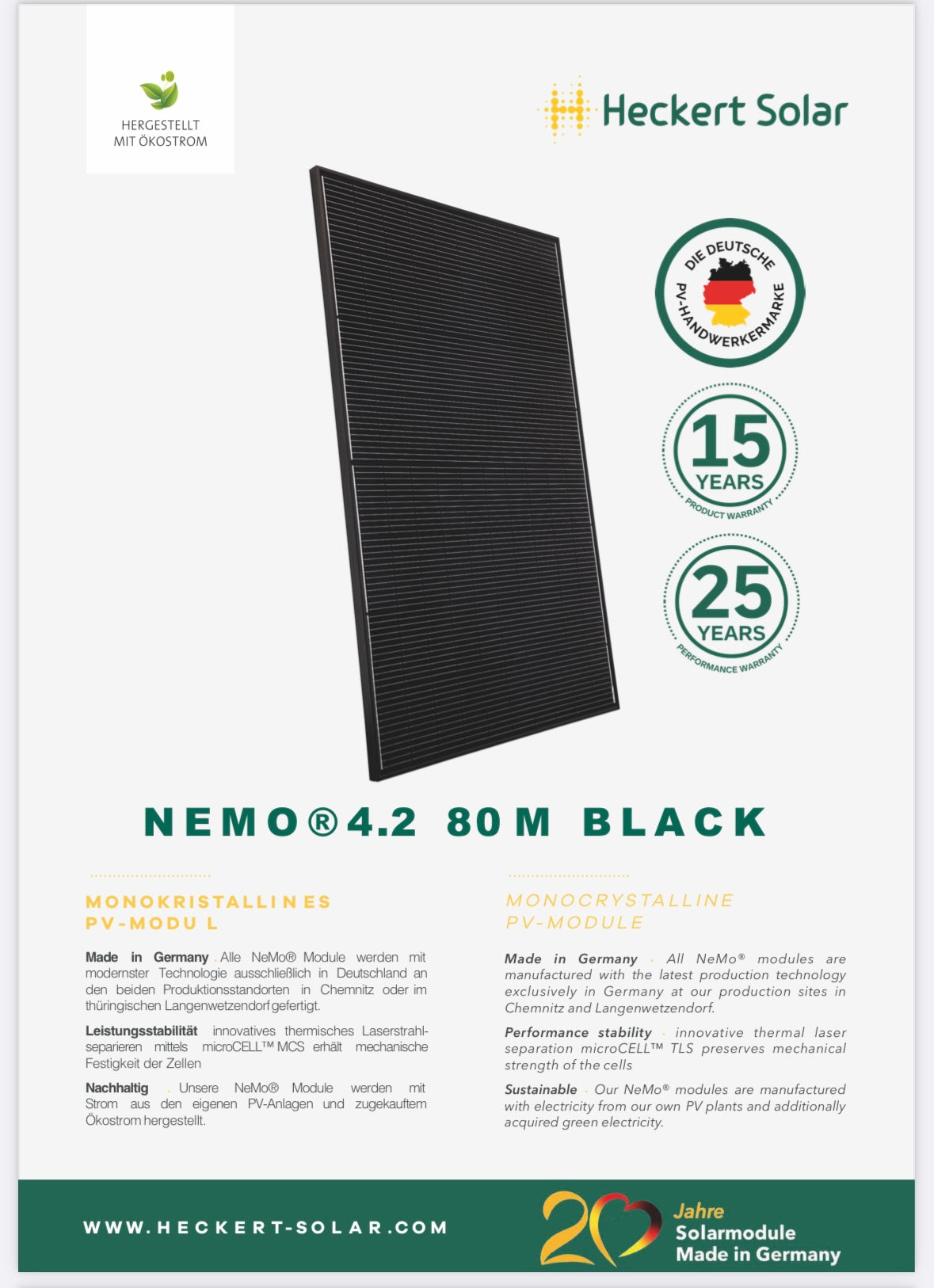 Heckert Solar 395W NEMO® 4.2 80 M BLACK Solarmodul (ab 115,-€/Modul)