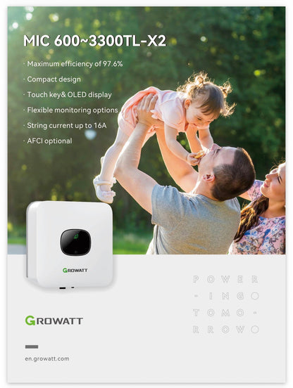 Growatt inverters MIC 800 to 3300TL-X, all models