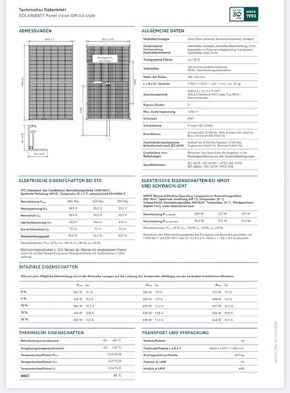 SolarWatt Solarmodul "Panel Vision GM 3.0 365w style"