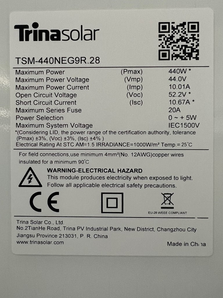 Solaranlage 7,92 KWp Dual-Glass, 18 Solarmodule Trina Solar a 440W + Hybrid Wechselrichter