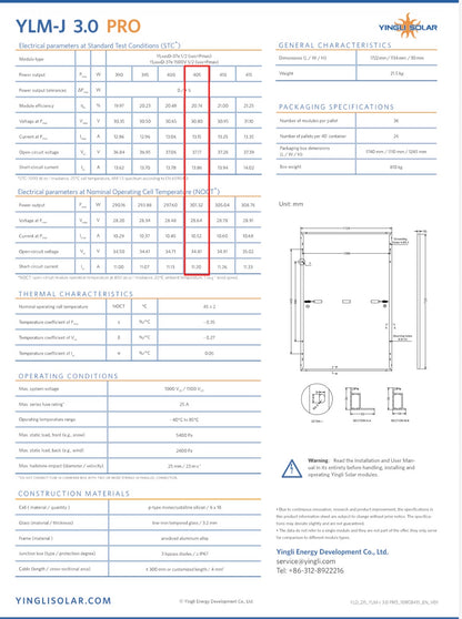 Yingli Solar YLM-J 3.0 Pro 405W