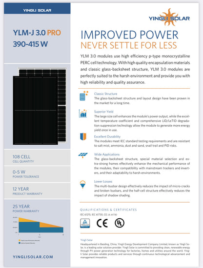 Yingli Solar Solarmodul FullBlack YLM-J 3.0 Pro 400W
