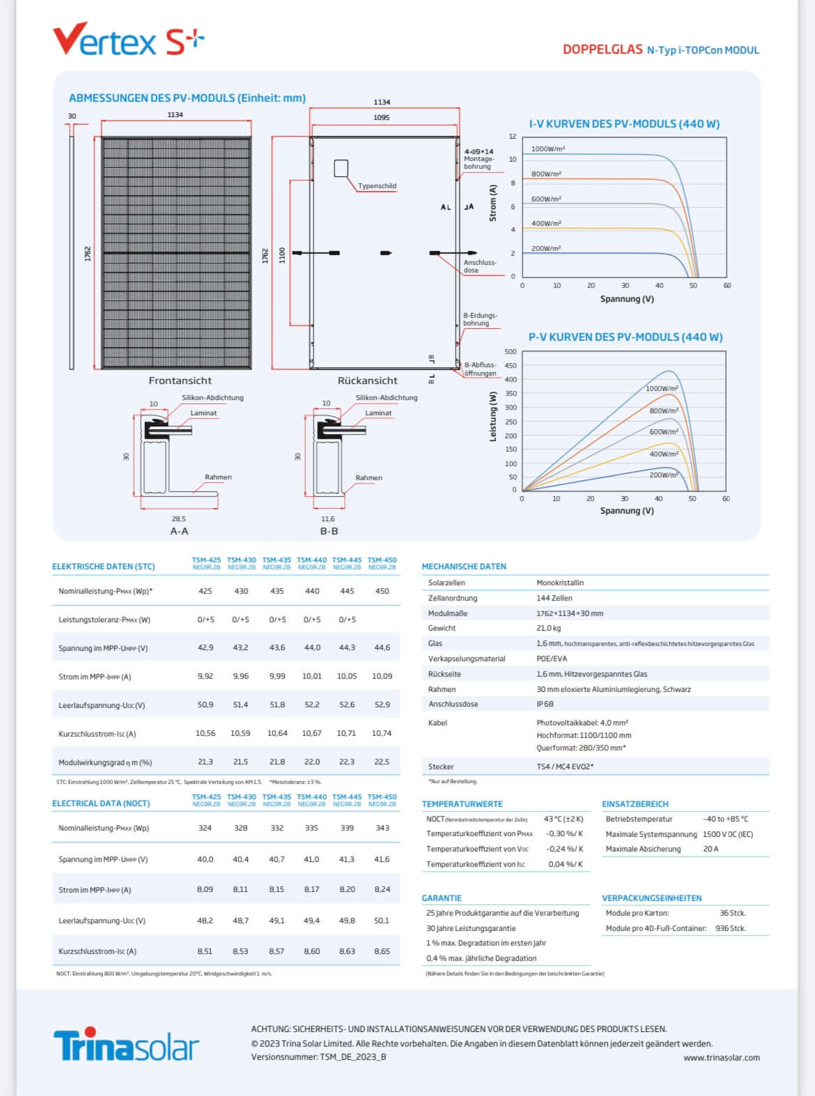 Solaranlage 10,8 KWp, 24 Solarmodule Doppelglas Trina Solar a 450W + Hybrid Wechselrichter