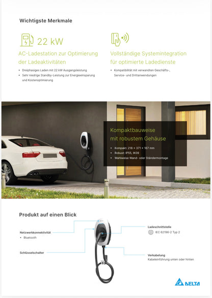 DELTA EV Charger 11kW Wallbox AC Max Basic