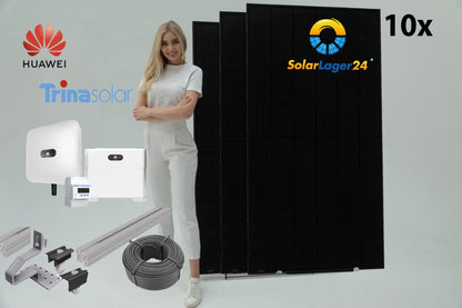 4 KWp PV-Anlage "FullBlack" inkl. Speicher Komplettlösung ## Solarmodule, Wechselrichter, 5KW Speicher + UK für Ziegeldach ##