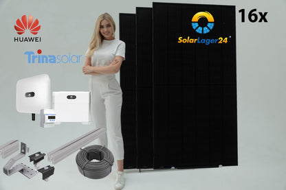 6 KWp PV-Anlage "FullBlack" inkl. Speicher Komplettlösung ## Solarmodule, Wechselrichter, 5KW Speicher + UK für Ziegeldach ##